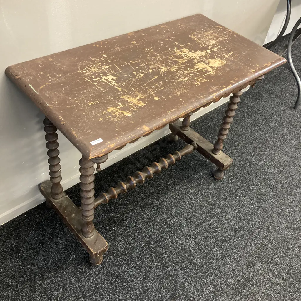 Antique Barley Twist Console Table, Turned Legs Joined By a Turned Central Stretcher. H72 W91 D45cm Image 1++
